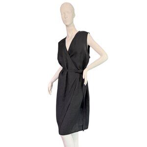 Old Linen Mill Wrap Linen Sleeveless Dress in Black $180 Size XL